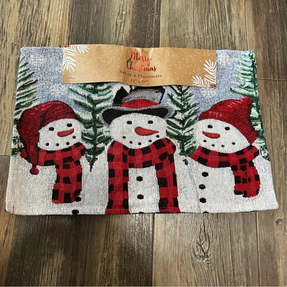 Trio Snowmen tapestry Christmas placemats set of 4 13